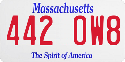 MA license plate 442OW8