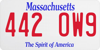 MA license plate 442OW9