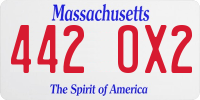 MA license plate 442OX2