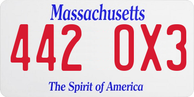 MA license plate 442OX3