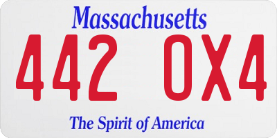 MA license plate 442OX4