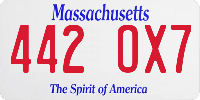 MA license plate 442OX7