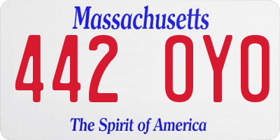 MA license plate 442OY0