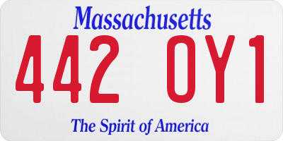 MA license plate 442OY1