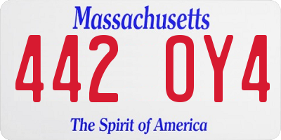 MA license plate 442OY4