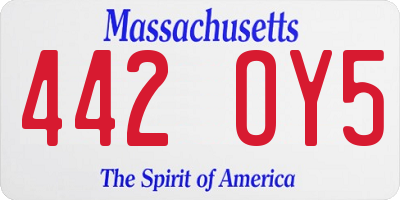 MA license plate 442OY5
