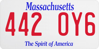 MA license plate 442OY6