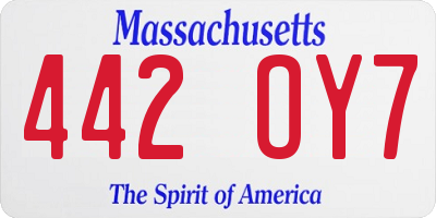 MA license plate 442OY7