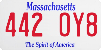 MA license plate 442OY8