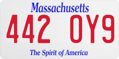 MA license plate 442OY9