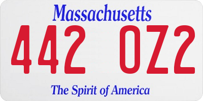 MA license plate 442OZ2