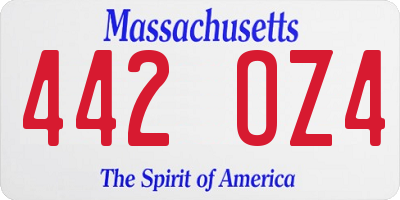 MA license plate 442OZ4