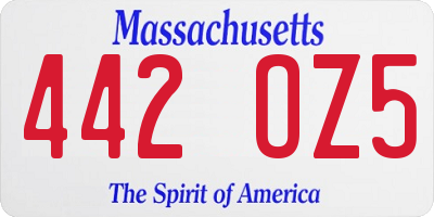 MA license plate 442OZ5