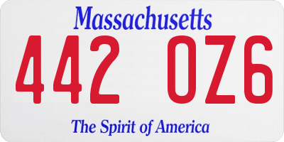 MA license plate 442OZ6