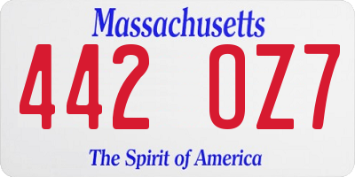 MA license plate 442OZ7