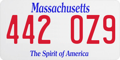 MA license plate 442OZ9