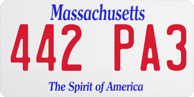 MA license plate 442PA3