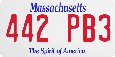 MA license plate 442PB3