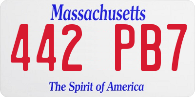 MA license plate 442PB7
