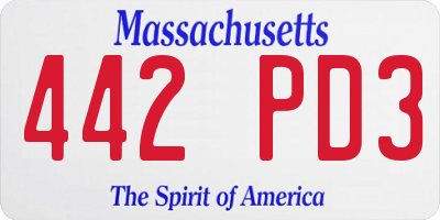 MA license plate 442PD3