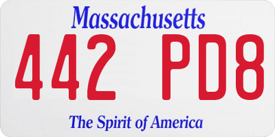 MA license plate 442PD8
