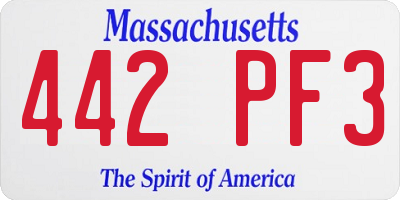 MA license plate 442PF3