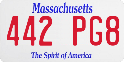 MA license plate 442PG8