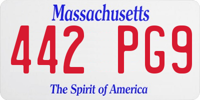 MA license plate 442PG9