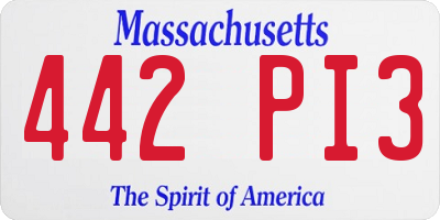 MA license plate 442PI3