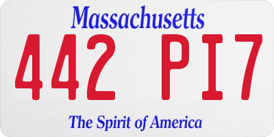MA license plate 442PI7