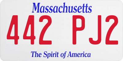 MA license plate 442PJ2