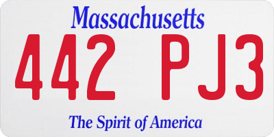 MA license plate 442PJ3