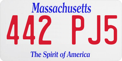 MA license plate 442PJ5