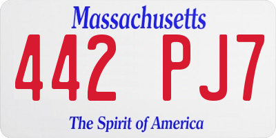 MA license plate 442PJ7