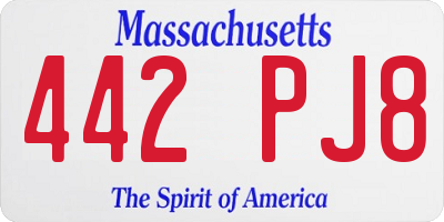 MA license plate 442PJ8