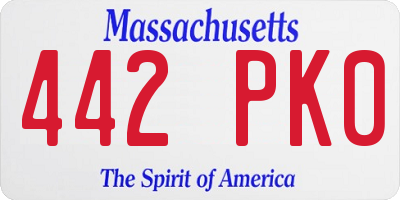 MA license plate 442PK0