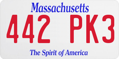 MA license plate 442PK3