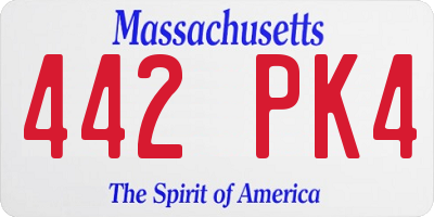 MA license plate 442PK4