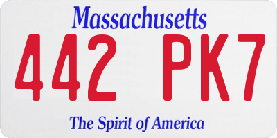 MA license plate 442PK7
