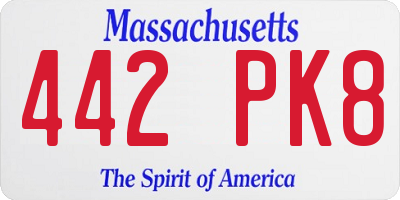 MA license plate 442PK8