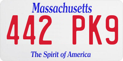 MA license plate 442PK9