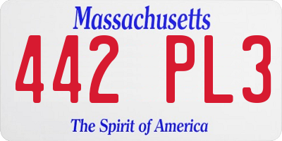 MA license plate 442PL3
