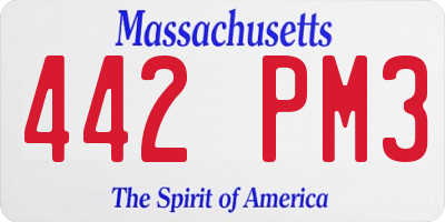MA license plate 442PM3
