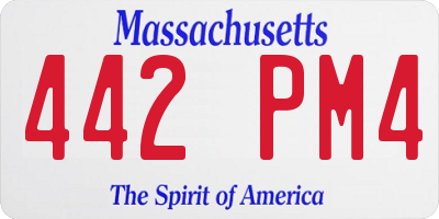 MA license plate 442PM4