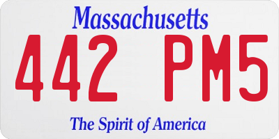 MA license plate 442PM5