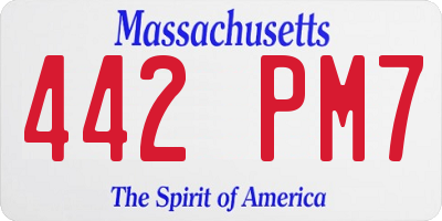 MA license plate 442PM7