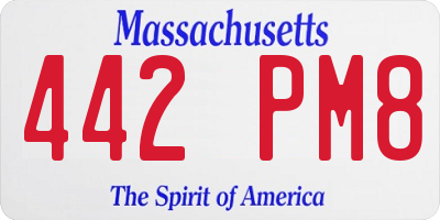 MA license plate 442PM8