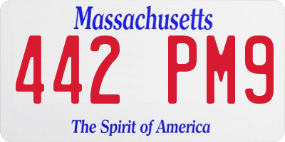 MA license plate 442PM9