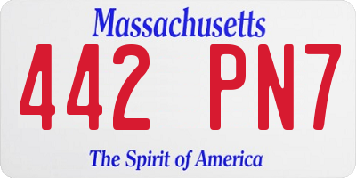 MA license plate 442PN7