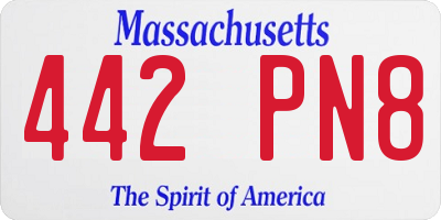 MA license plate 442PN8